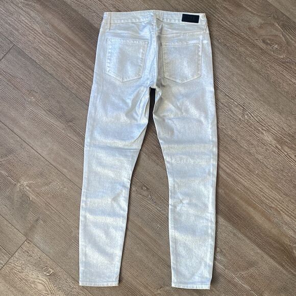 RtA Brand Women’s Silver Coated Denim Mid-rise Skinny Ankle Jean - Picture 4 of 5